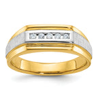14k with White Rhodium Men's Polished and Satin 5-Stone 1/10 Carat AA Quality Diamond Ring