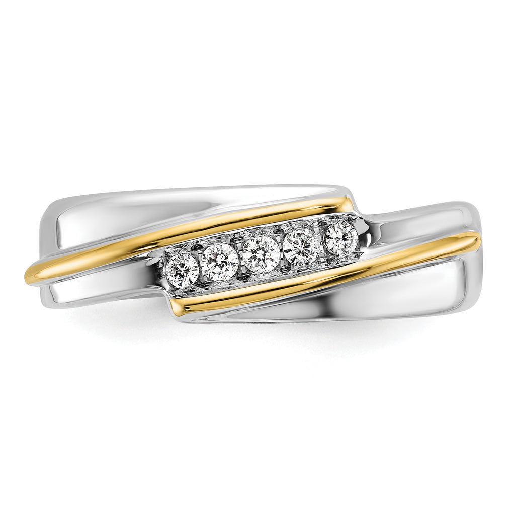 14k Two-tone Polished Men's Five Stone Ring Mounting, Mounting Only - Sophia Jewelers