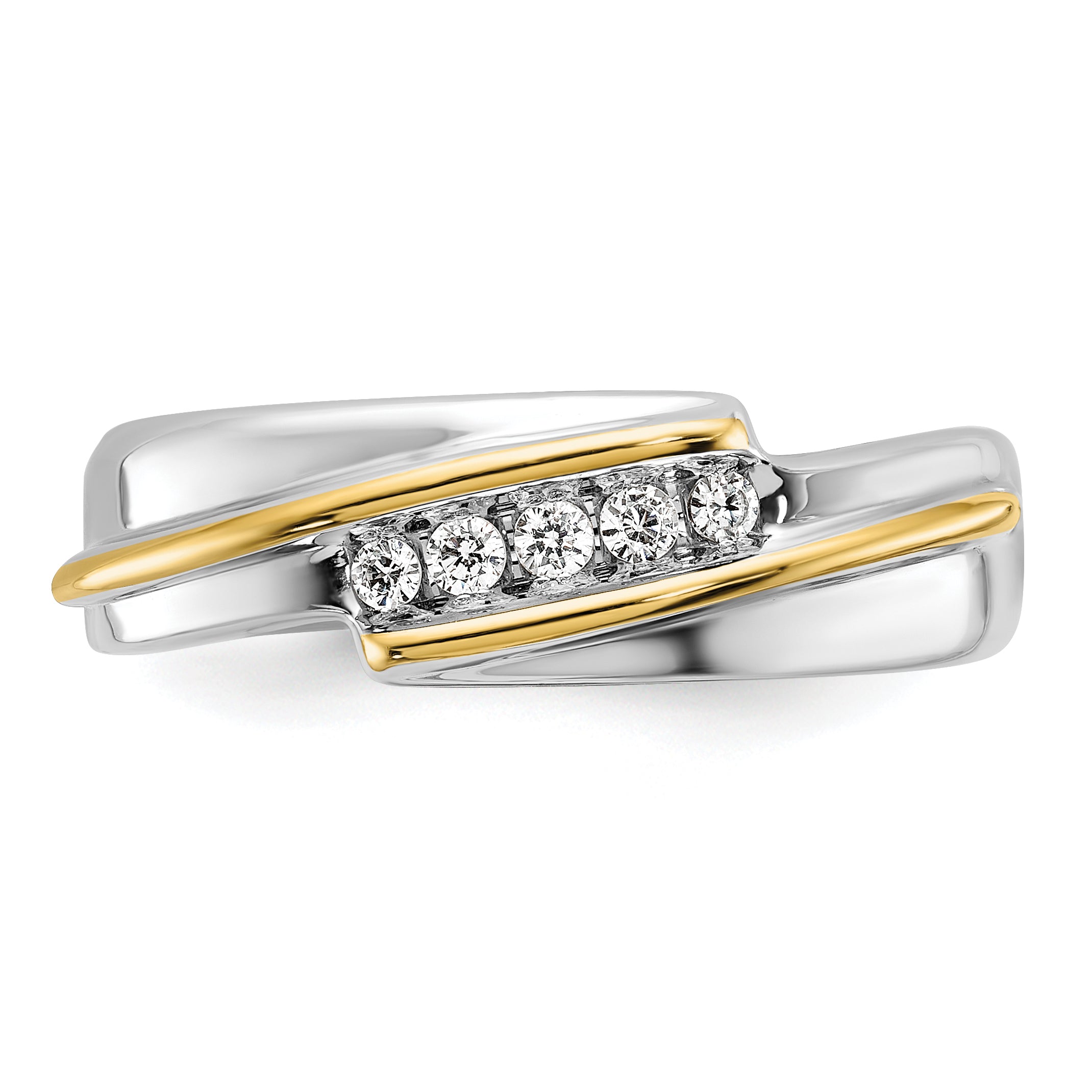 14k Two-tone Polished Men's Five Stone Ring Mounting, Mounting Only - Sophia Jewelers