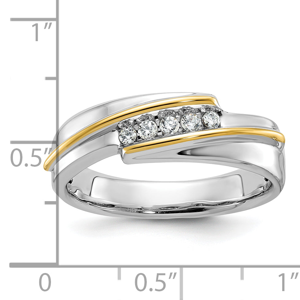 14k Two-tone Polished Men's Five Stone Ring Mounting, Mounting Only - Sophia Jewelers