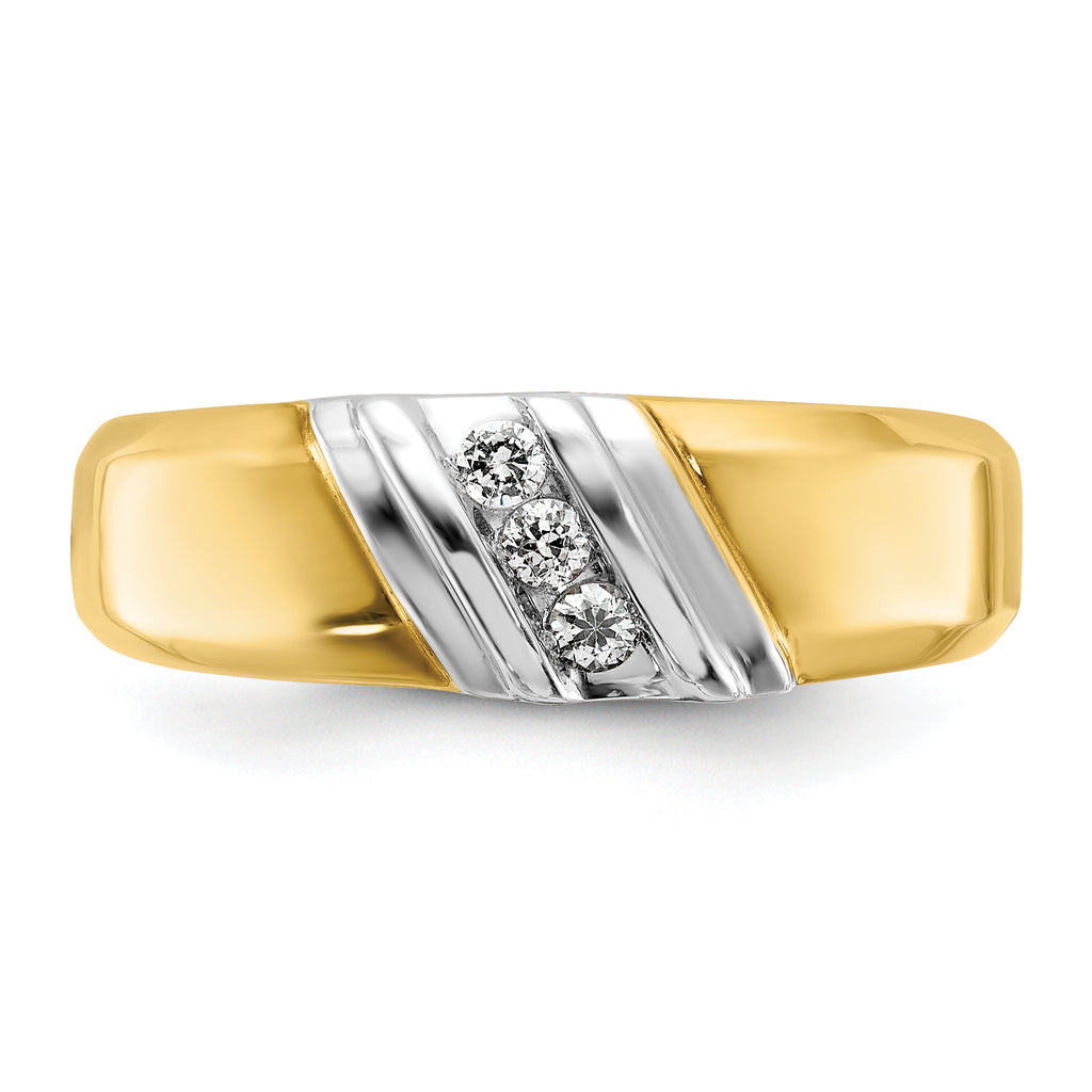14k Two-tone Polished Men's Ring Mounting, Mounting Only - Sophia Jewelers