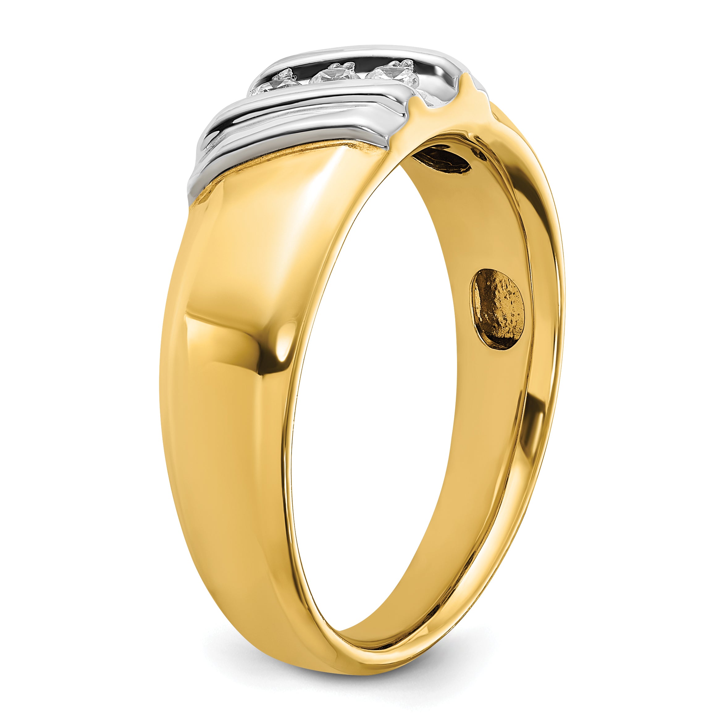 14k Two-tone Polished Men's Ring Mounting, Mounting Only - Sophia Jewelers