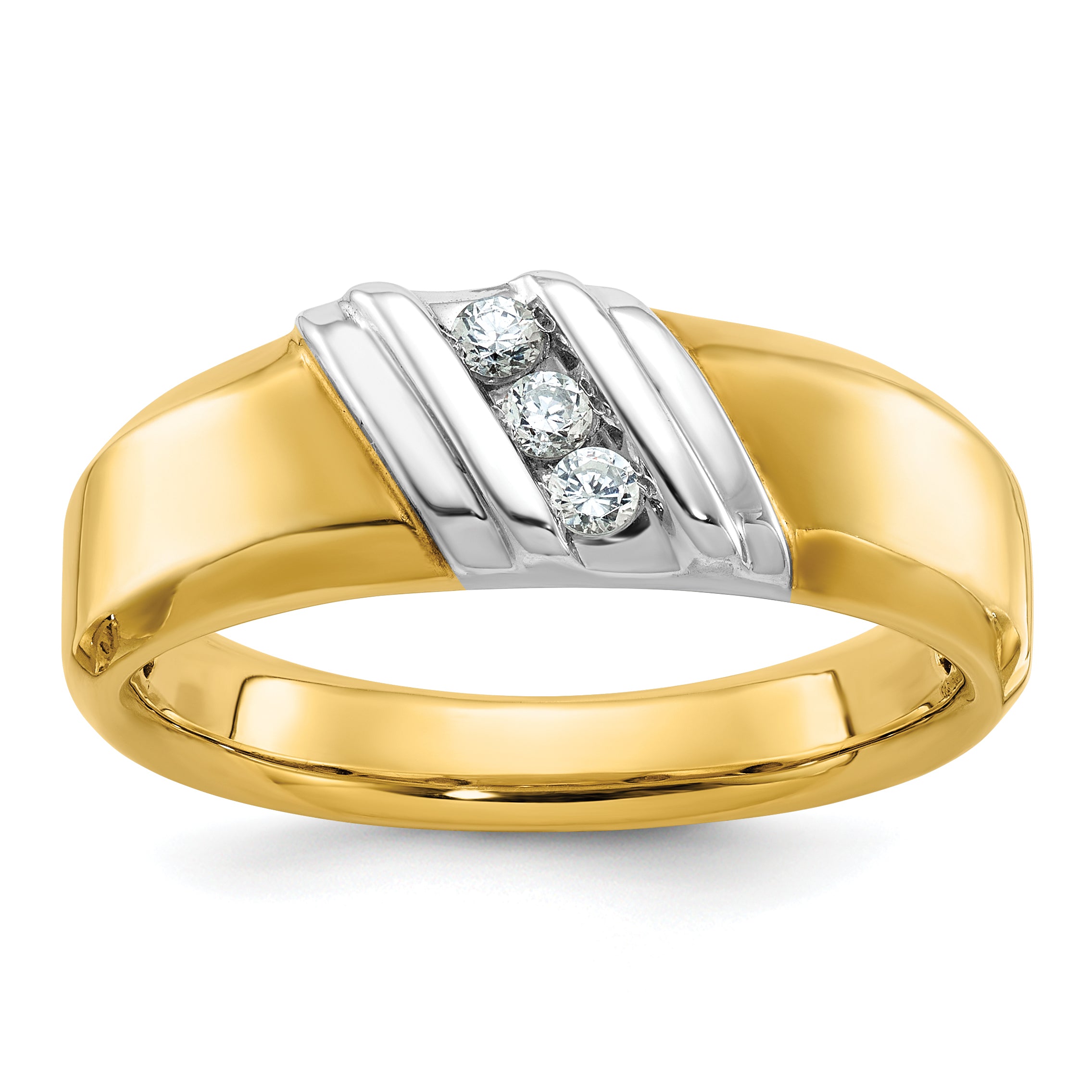 14k Two-tone Polished Men's Ring Mounting, Mounting Only - Sophia Jewelers