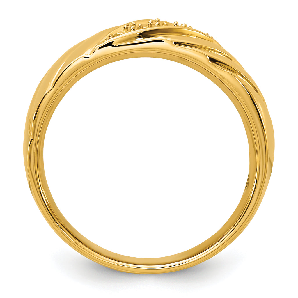 14k with White Rhodium Polished and Grooved Men's Ring Mounting, Mounting Only - Sophia Jewelers