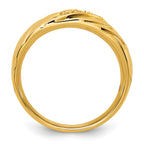14k with White Rhodium Polished and Grooved Men's Ring Mounting, Mounting Only - Sophia Jewelers