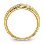 14k with White Rhodium Men's Polished and Grooved 1/6 Carat AA Quality Diamond Ring - Sophia Jewelers