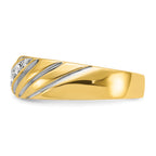 14k with White Rhodium Men's Polished and Grooved 1/6 Carat AA Quality Diamond Ring - Sophia Jewelers