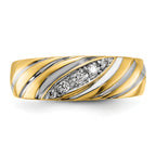 14k with White Rhodium Men's Polished and Grooved 1/6 Carat AA Quality Diamond Ring - Sophia Jewelers
