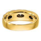 14k with White Rhodium Men's Polished and Grooved 1/6 Carat AA Quality Diamond Ring - Sophia Jewelers