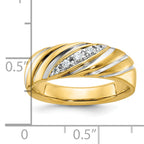 14k with White Rhodium Men's Polished and Grooved 1/6 Carat AA Quality Diamond Ring - Sophia Jewelers