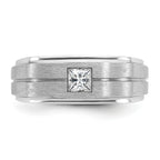 14k White Gold Mens Polished and Satin 3/8 carat Diamond Complete Ring - Sophia Jewelers