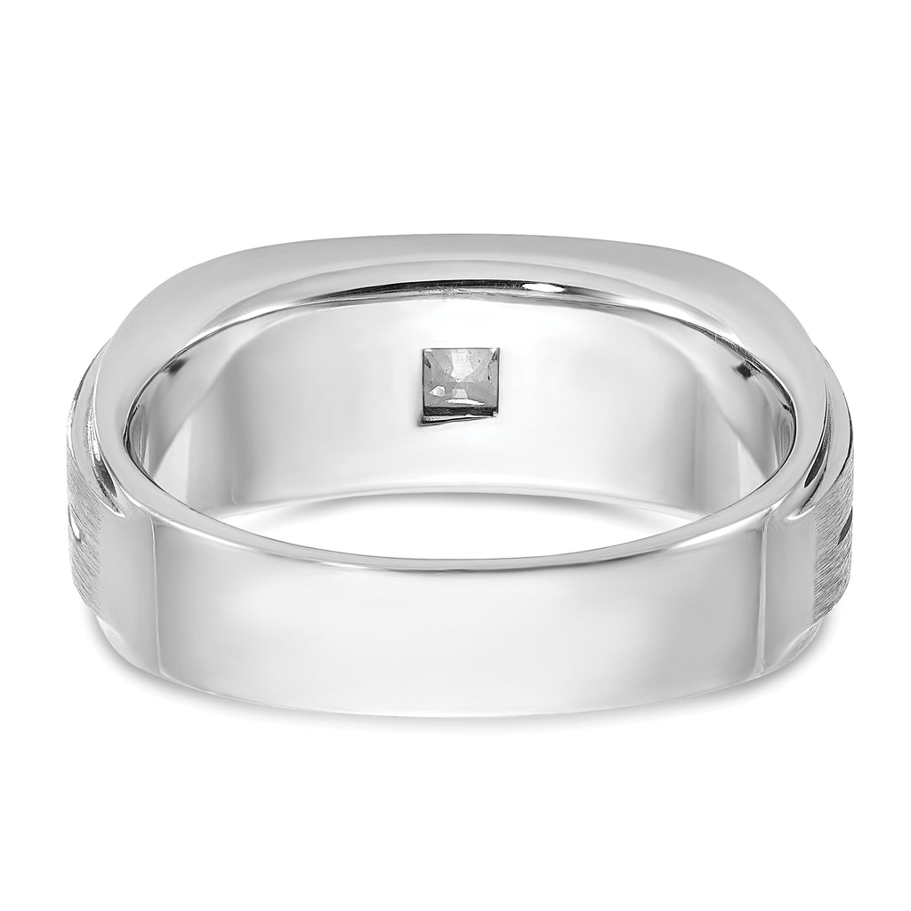 14k White Gold Mens Polished and Satin 3/8 carat Diamond Complete Ring - Sophia Jewelers