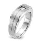 14k White Gold Mens Polished and Satin 3/8 carat Diamond Complete Ring - Sophia Jewelers