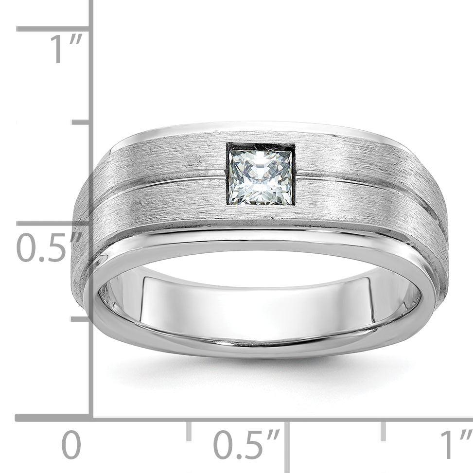 14k White Gold Mens Polished and Satin Diamond Ring Mounting, Mounting Only - Sophia Jewelers