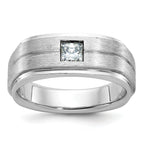 14k White Gold Mens Polished and Satin 3/8 carat Diamond Complete Ring - Sophia Jewelers