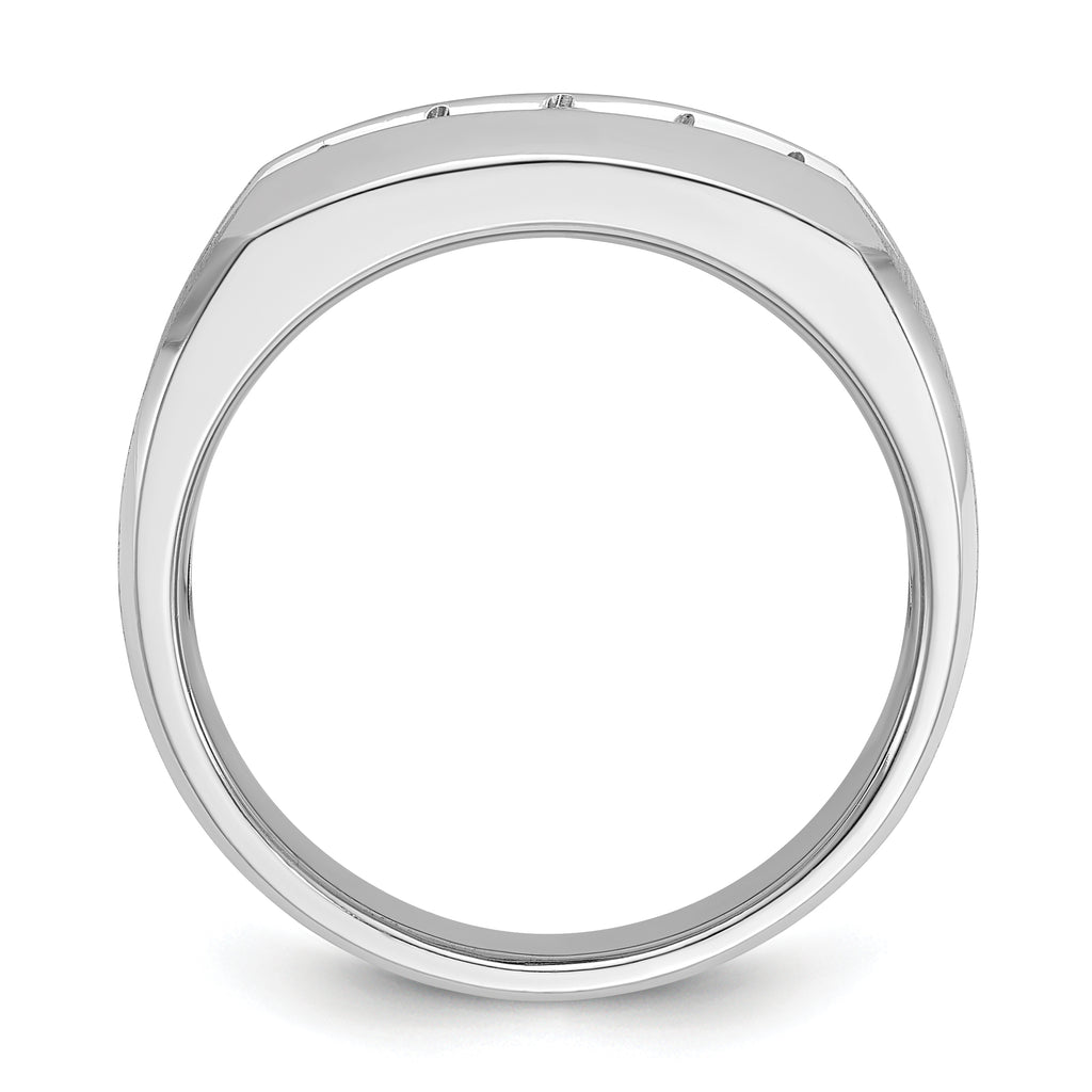 14k White Gold Mens Polished and Satin 5-Stone Ring Mounting, Mounting Only - Sophia Jewelers