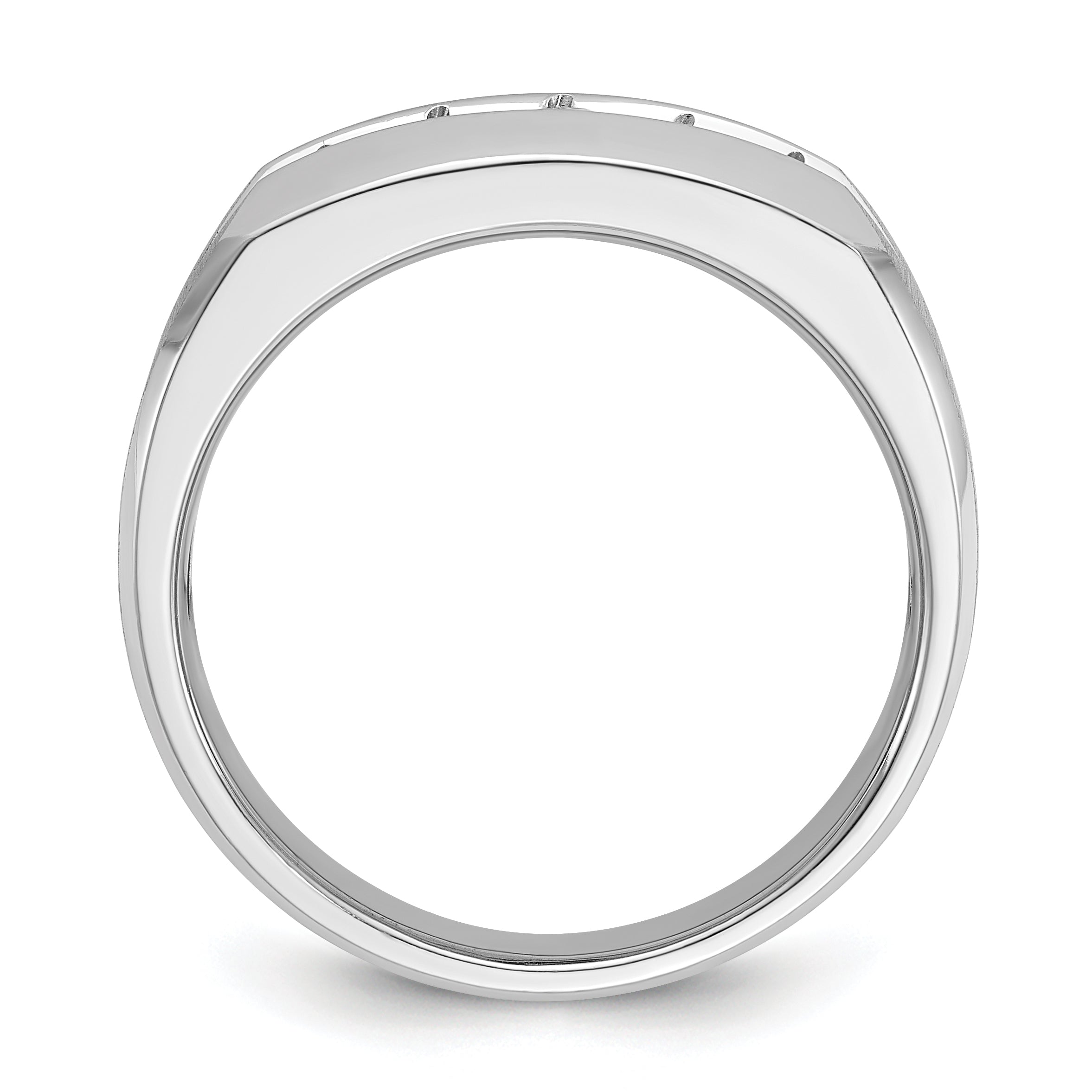 14k White Gold Men's Polished and Satin 5-Stone 1/2 Carat AA Quality Diamond Ring Secondary image