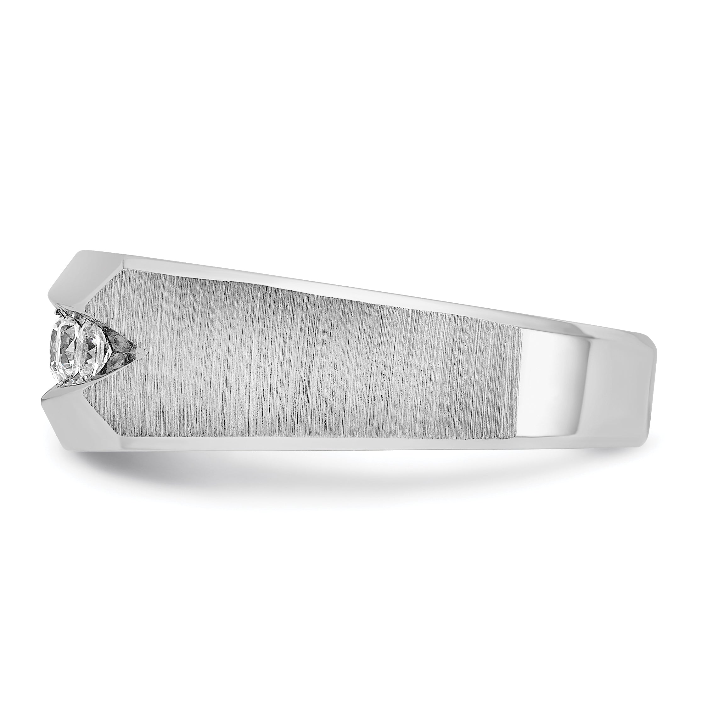14k White Gold Mens Polished and Satin 5-Stone Ring Mounting, Mounting Only - Sophia Jewelers