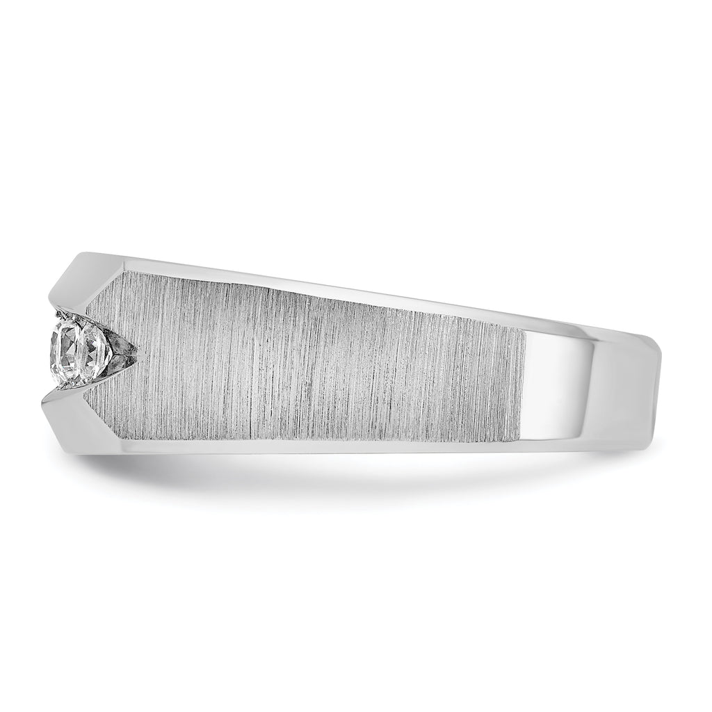 14k White Gold Men's Polished and Satin 5-Stone 1/2 Carat AA Quality Diamond Ring - Sophia Jewelers