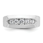 14k White Gold Men's Polished and Satin 5-Stone 1/2 Carat AA Quality Diamond Ring - Sophia Jewelers