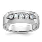 14k White Gold Mens Polished and Satin 5-Stone Ring Mounting, Mounting Only - Sophia Jewelers