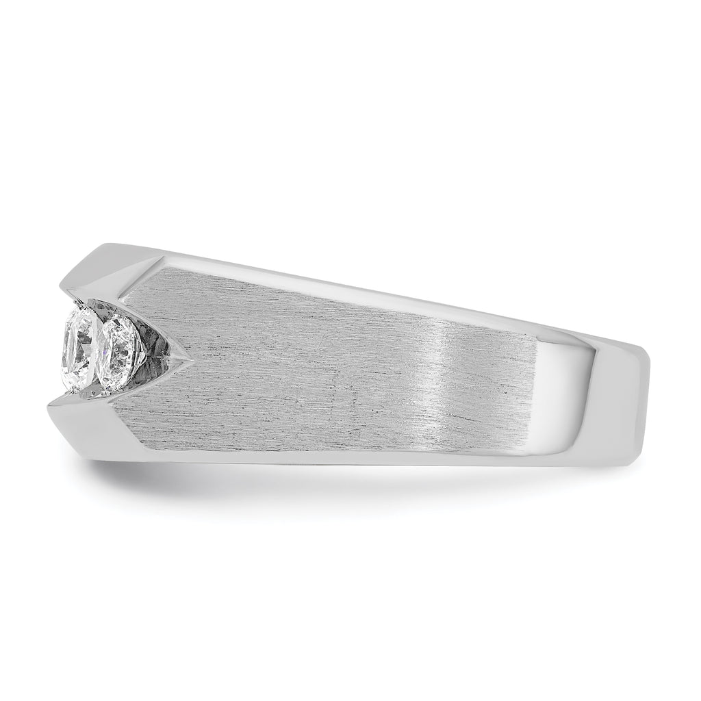 14k White Gold Mens Polished and Satin 5-Stone Ring Mounting, Mounting Only - Sophia Jewelers