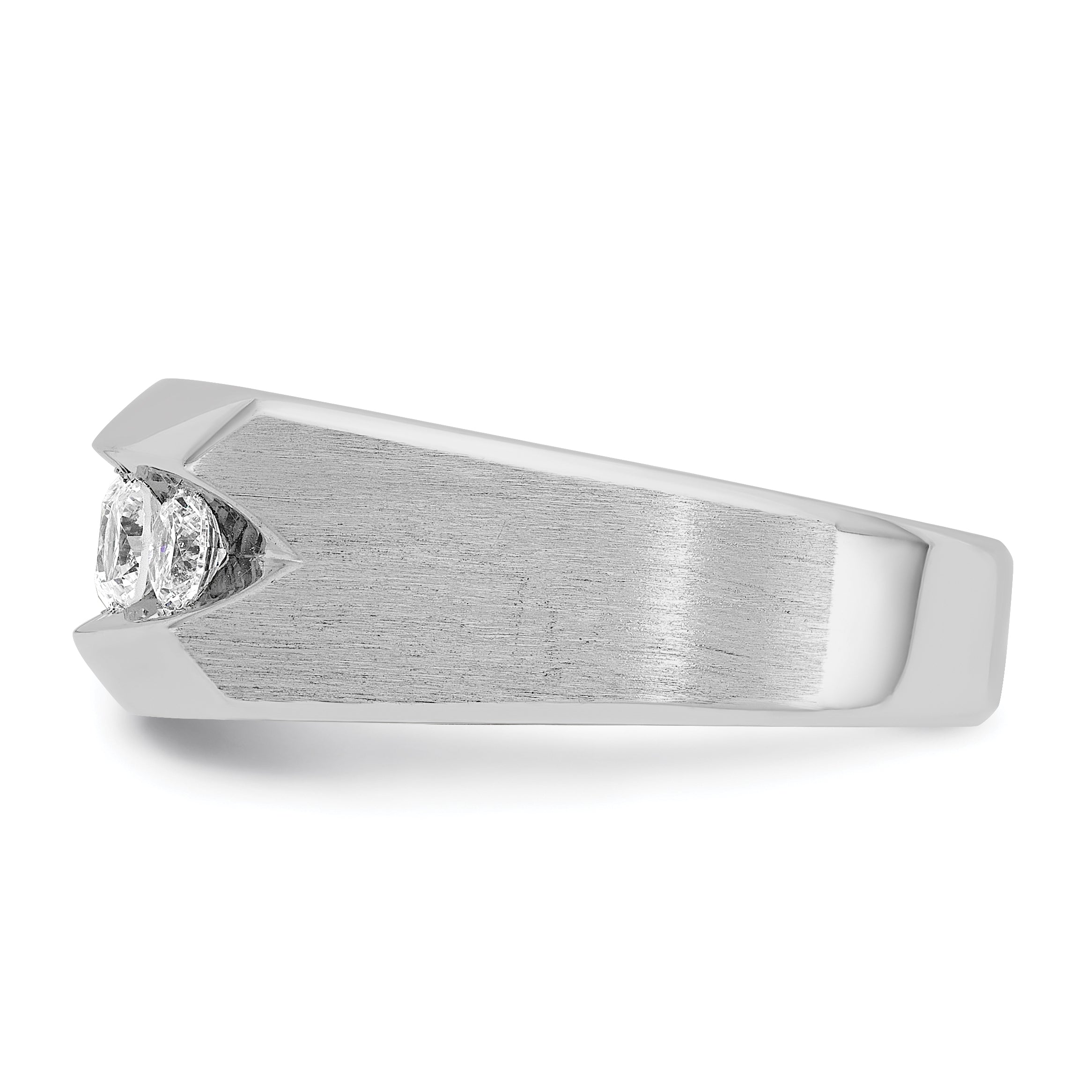 14k White Gold Mens Polished and Satin 5-Stone Ring Mounting, Mounting Only - Sophia Jewelers