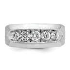 14k White Gold Men's Polished and Satin 5-Stone 1 Carat AA Quality Diamond Ring - Sophia Jewelers