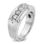 14k White Gold Men's Polished and Satin 5-Stone 1 Carat AA Quality Diamond Ring - Sophia Jewelers