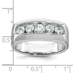 14k White Gold Men's Polished and Satin 5-Stone 1 Carat AA Quality Diamond Ring - Sophia Jewelers