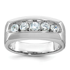 14k White Gold Mens Polished and Satin 5-Stone Ring Mounting, Mounting Only - Sophia Jewelers