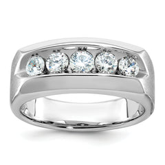 14k White Gold Men's Polished/Satin Lab Grown VS/SI FGH Dia Compl - Sophia Jewelers