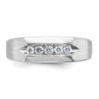 14k White Gold Men's Polished and Satin 5-Stone 1/4 Carat AA Quality Diamond Ring - Sophia Jewelers
