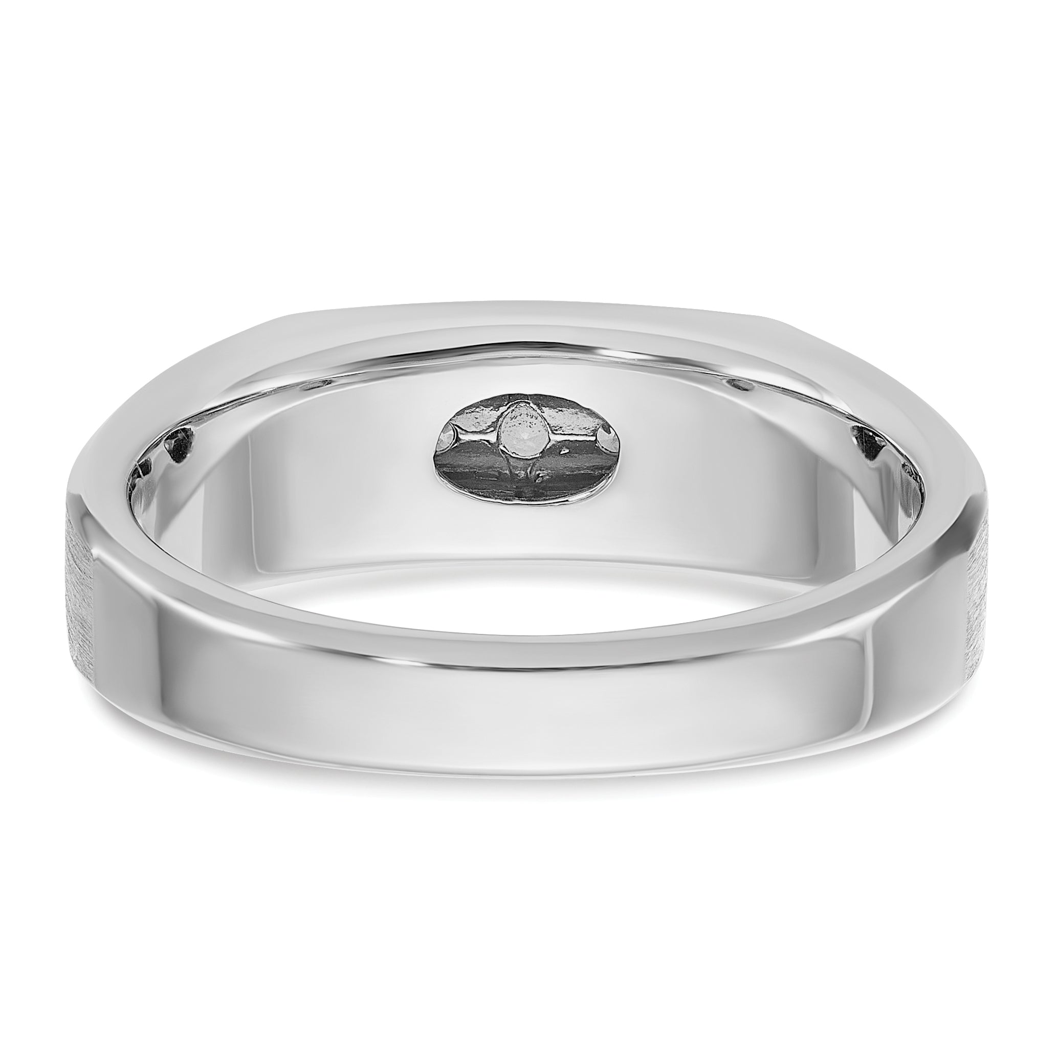 14k White Gold Mens Polished and Satin 5-Stone Ring Mounting, Mounting Only - Sophia Jewelers