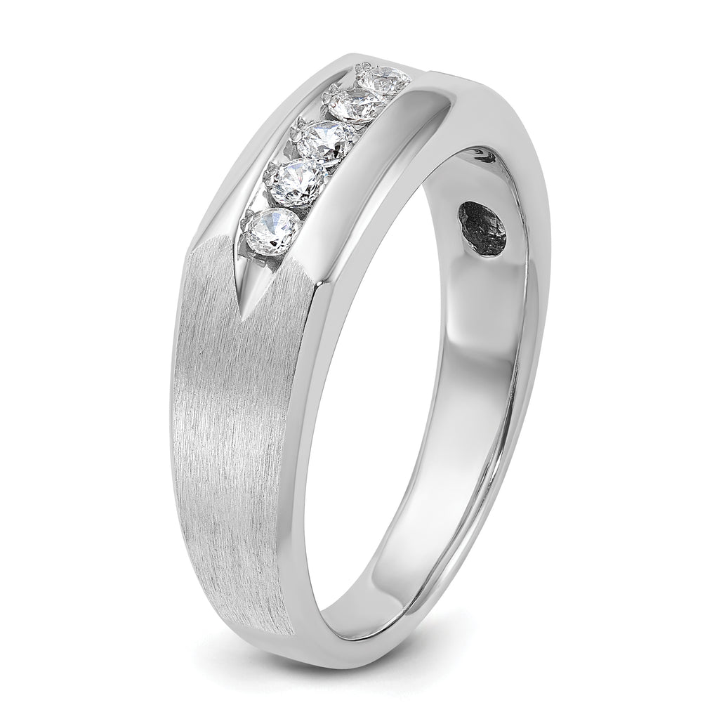 14k White Gold Men's Polished and Satin 5-Stone 1/4 Carat AA Quality Diamond Ring - Sophia Jewelers