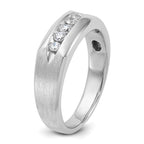 14k White Gold Men's Polished and Satin 5-Stone 1/4 Carat AA Quality Diamond Ring - Sophia Jewelers