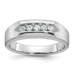 14k White Gold Men's Polished and Satin 5-Stone 1/4 Carat AA Quality Diamond Ring - Sophia Jewelers