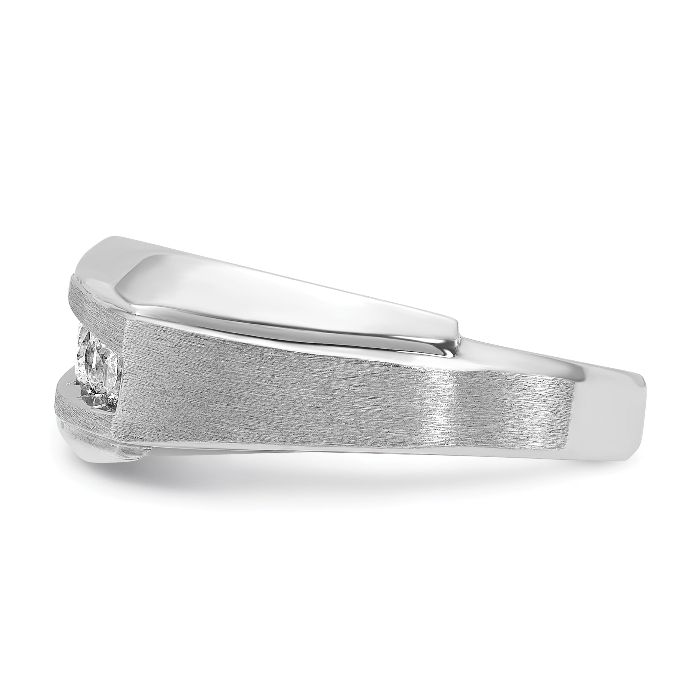 14k White Gold Mens Polished and Satin 5-Stone Ring Mounting, Mounting Only - Sophia Jewelers