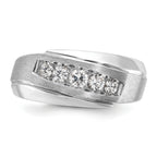 14k White Gold Mens Polished and Satin 5-Stone Ring Mounting, Mounting Only - Sophia Jewelers