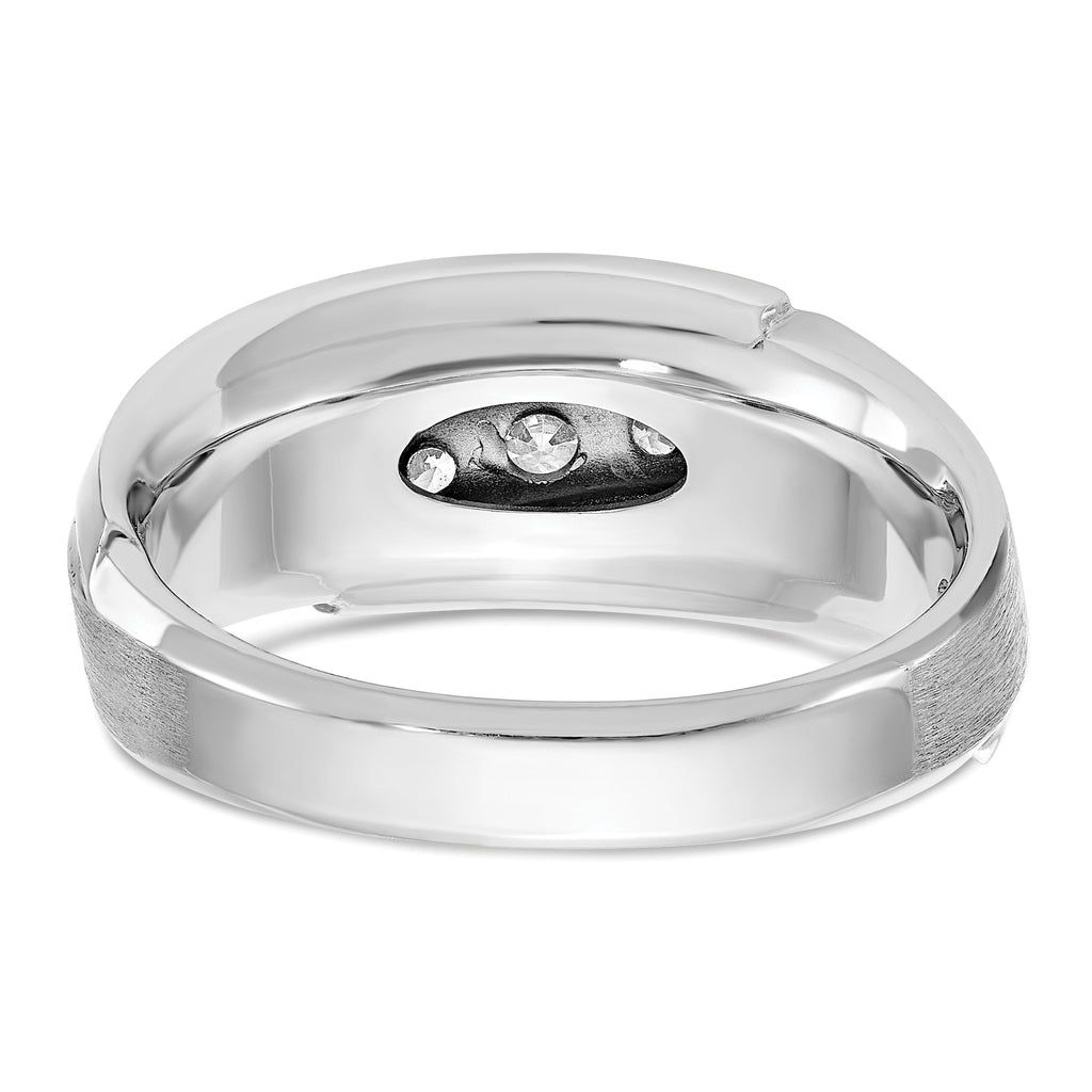14k White Gold Men's Polished and Satin 5-Stone 1/2 Carat AA Quality Diamond Ring - Sophia Jewelers