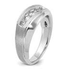 14k White Gold Mens Polished and Satin 5-Stone Ring Mounting, Mounting Only - Sophia Jewelers
