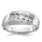 14k White Gold Men's Polished and Satin 5-Stone 1/2 Carat AA Quality Diamond Ring - Sophia Jewelers