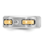 14k Two-tone Men's Polished Satin and Cut-Out 1/6 Carat AA Quality Diamond 3-Stone Ring - Sophia Jewelers