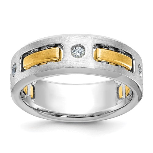 Men's Three-Stone Lab-Grown Diamond Ring in 14K Two-Tone Gold (1/6 ct. tw.), Size 10 - Sophia Jewelers Main image