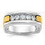 14k Two-tone Men's Polished Satin and Grooved 5-Stone 1/2 Carat AA Quality Diamond Square Ring - Sophia Jewelers