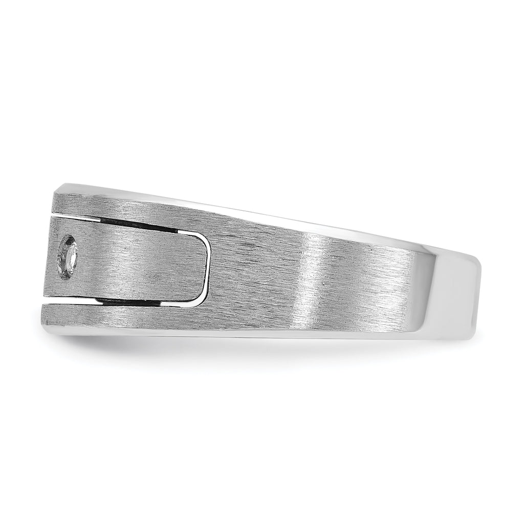 14k White Gold Mens Polished and Satin 3-Stone Diamond Ring Mounting, Mounting Only - Sophia Jewelers