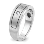 14k White Gold Mens Polished and Satin 3-Stone Diamond Ring Mounting, Mounting Only - Sophia Jewelers