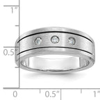 14k White Gold Mens Polished and Satin 3-Stone Diamond Ring Mounting, Mounting Only - Sophia Jewelers