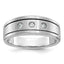 14k White Gold Mens Polished/Antiqued/Satin 1/6 carat Diamond 3-Stone Complete Ring - Sophia Jewelers