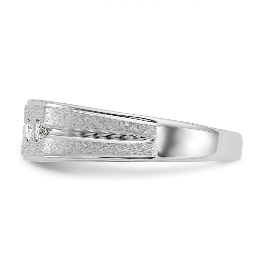 14k White Gold Men's Polished Satin and Grooved 1/4 Carat AA Quality Diamond 5-Stone Ring - Sophia Jewelers